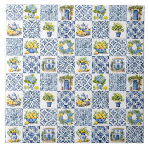 Mediterranean Summer Lemon Pattern Ceramic Tile