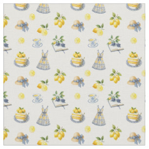 Mediterranean Summer Lemon Pattern Fabric