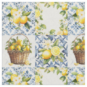 Mediterranean Summer Lemon Pattern Fabric
