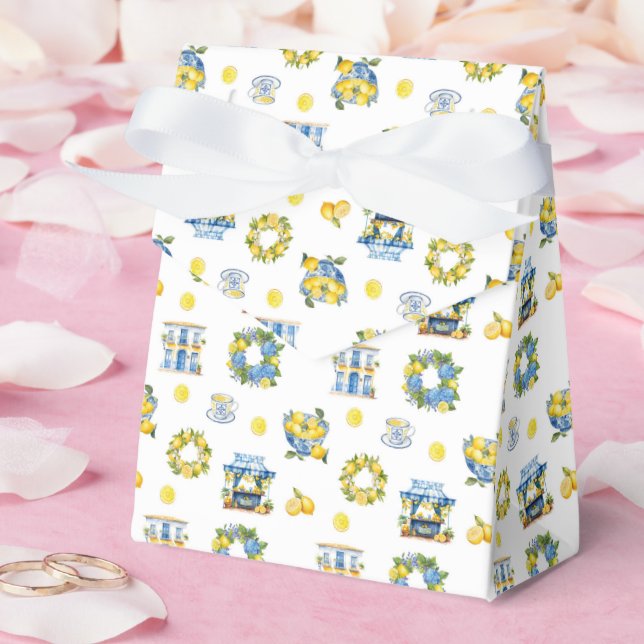Mediterranean Summer Lemon Pattern  Favour Box (Wedding)