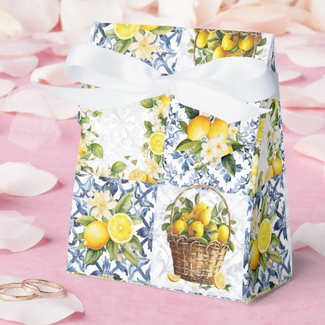 Mediterranean Summer Lemon Pattern  Favour Box (Wedding)