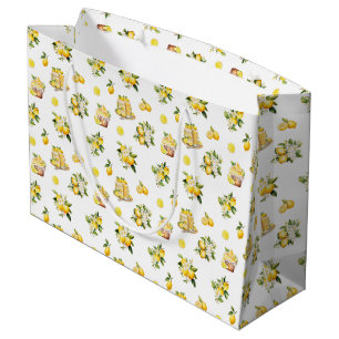 Mediterranean Summer Lemon Pattern  Large Gift Bag