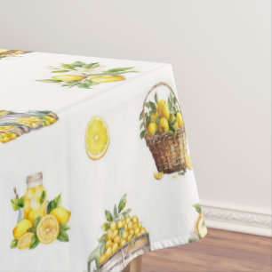 Mediterranean Summer Lemon Pattern Tablecloth