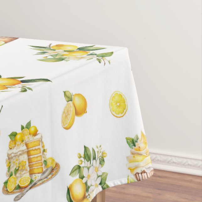 Mediterranean Summer Lemon Pattern  Tablecloth (In Situ)