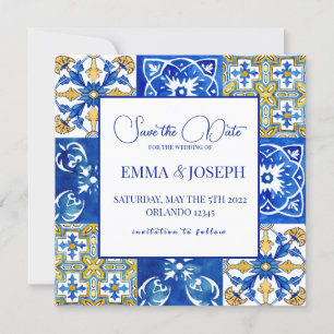 Mediterranean summer modern tile "Save the Date" Invitation