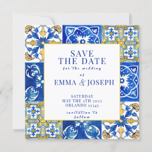 Mediterranean summer modern tile "Save the Date" Invitation