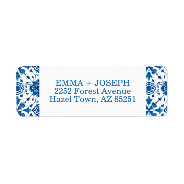 Mediterranean summer modern tile Wedding Address Return Address Label (Front)