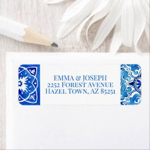 Mediterranean summer modern tile Wedding Address Return Address Label