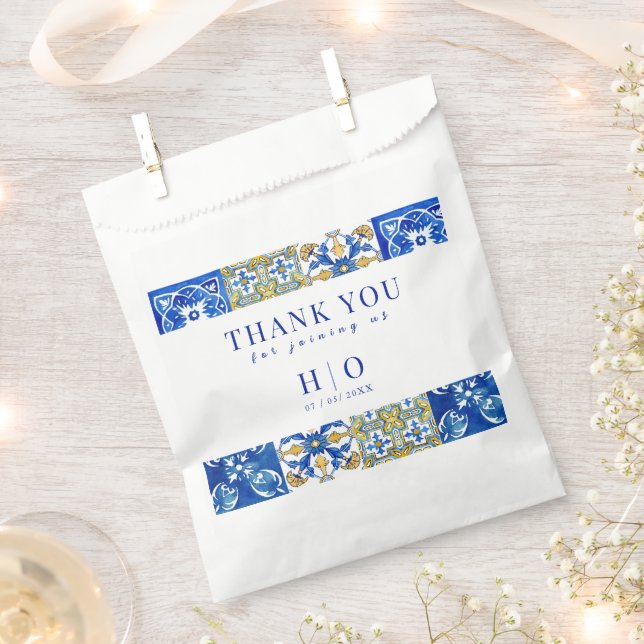 Mediterranean summer modern tile Wedding Favour Bag (Clipped)