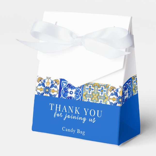 Mediterranean summer modern tile Wedding Favour Bo Favour Box (Front Side)