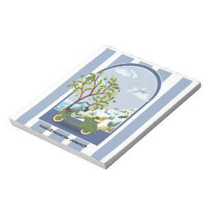 Mediterranean Summer Scooter Coastal Travel Poster Notepad