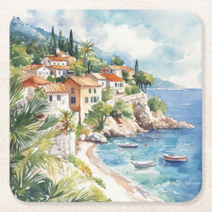 Mediterranean Summer Square Paper Coaster