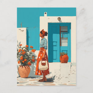 Mediterranean Summer Style Stroll Postcard