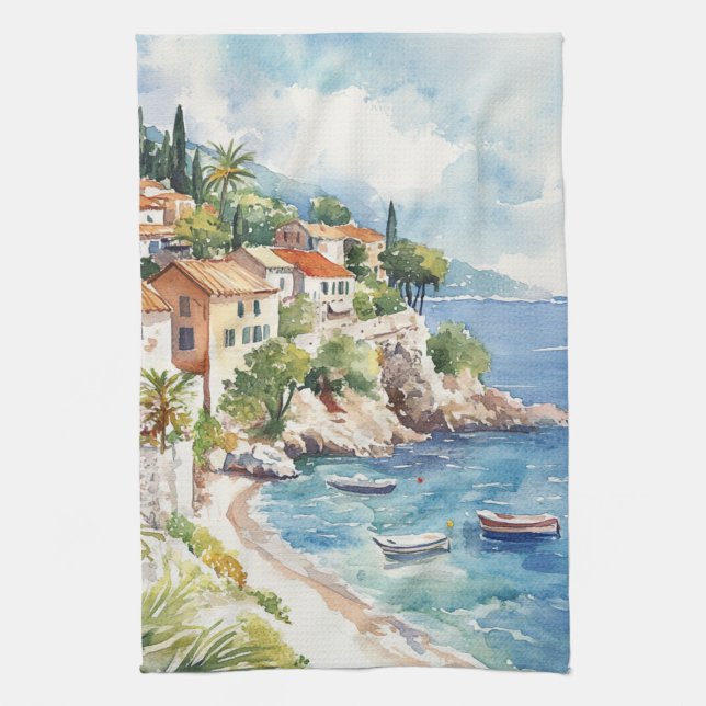 Mediterranean Summer Tea Towel (Vertical)