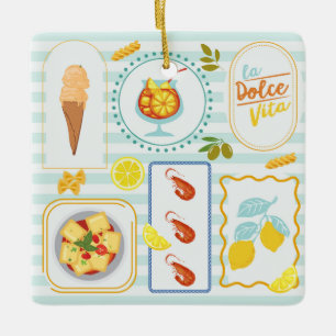 Mediterranean Summer Vibes Ceramic Ornament