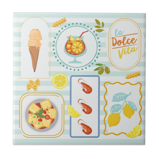 Mediterranean Summer Vibes Ceramic Tile (Front)