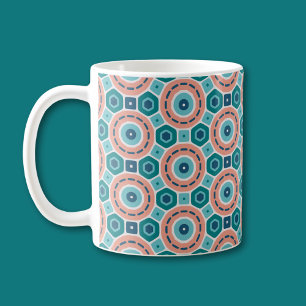 Mediterranean Summer Vibes Geometric Pattern Coffee Mug