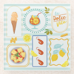 Mediterranean Summer Vibes Glass Coaster