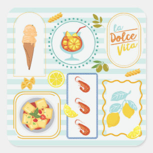 Mediterranean Summer Vibes Square Sticker
