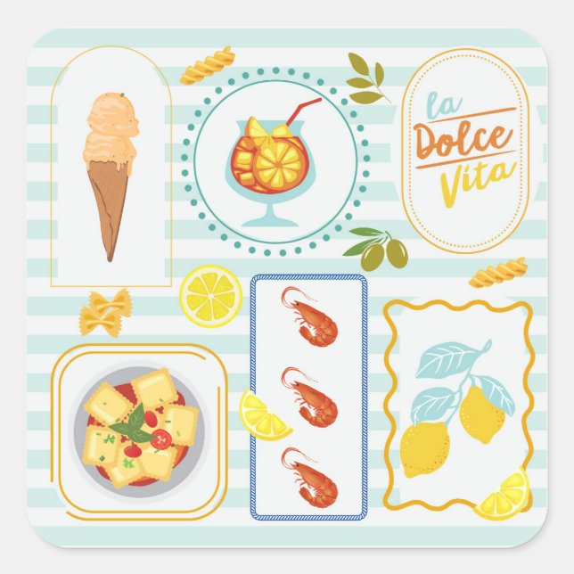 Mediterranean Summer Vibes Square Sticker (Front)