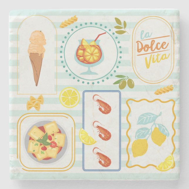 Mediterranean Summer Vibes Stone Coaster (Front)