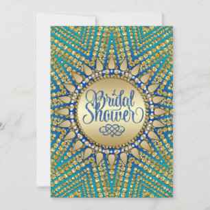 Mediterranean Sun Gold Glitter Bridal Shower Invitation