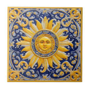 Mediterranean Sun Throw Pillow Ceramic Tile