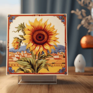 Mediterranean Sunflower Ceramic Tile