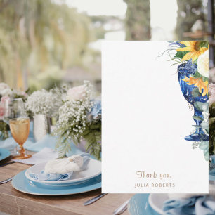 Mediterranean Sunflowers Shower Thank You Card