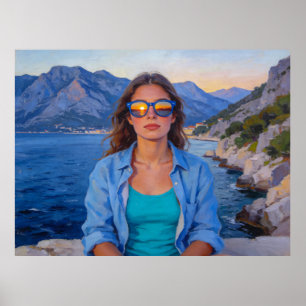 Mediterranean Sunset Reflections – Modern Coastal Poster