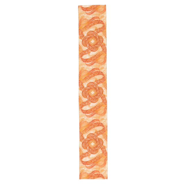 Mediterranean Swirl Orange Long Table Runner (Front)
