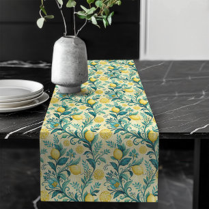 Mediterranean Table Runner Vintage Ceramic Print