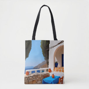 Mediterranean Terrace View Tote Bag