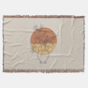 Mediterranean Terracotta Amphora Luxury Woven Throw Blanket