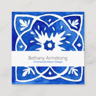 Mediterranean Tile Blue and White Business Card
