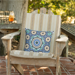 Mediterranean tile bohemian aesthetic cushion