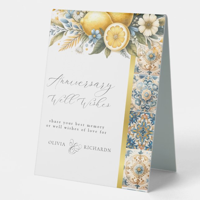 Mediterranean  Tile flower Italian Positano Lemon  (Front)