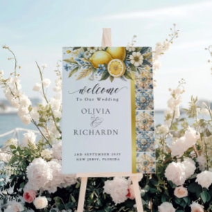 Mediterranean Tile flower Italian Positano Lemon Acrylic Sign