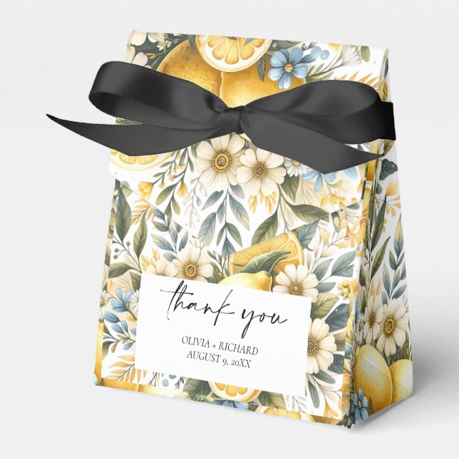 Mediterranean Tile flower Italian Positano Lemon Favour Box (Front Side)
