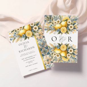 Mediterranean Tile flower Italian Positano Lemon Invitation