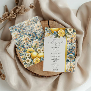 Mediterranean  Tile flower Italian Positano Lemon  Invitation