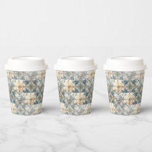 Mediterranean Tile flower Italian Positano Lemon Paper Cups