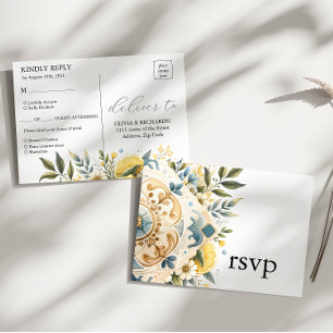 Mediterranean  Tile flower Italian Positano Lemon  Postcard