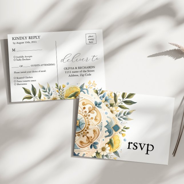 Mediterranean  Tile flower Italian Positano Lemon  Postcard (Creator Uploaded)