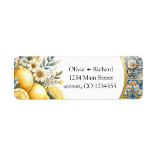 Mediterranean Tile flower Italian Positano Lemon Return Address Label