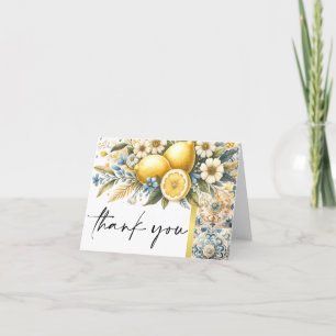 Mediterranean Tile flower Italian Positano Lemon Thank You Card