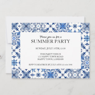 Mediterranean Tile Frame Summer Party Invitation