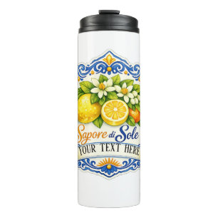 Mediterranean Tile Lemon – Watercolor Art with Nam Thermal Tumbler