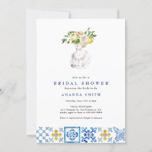 Mediterranean Tile Main Squeze Lemon Bridal Shower Invitation