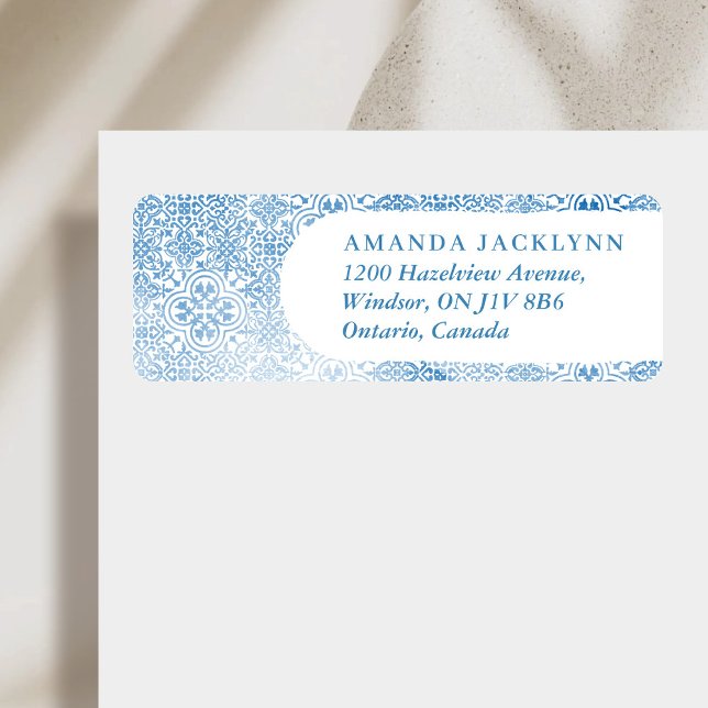 Mediterranean tile pattern return address label (Creator Uploaded)